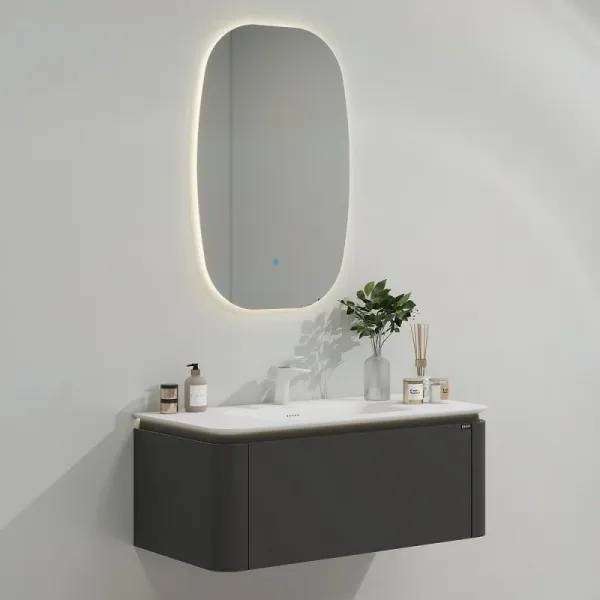 Тумба с раковиной Black&White Universe 935800 80 см серый