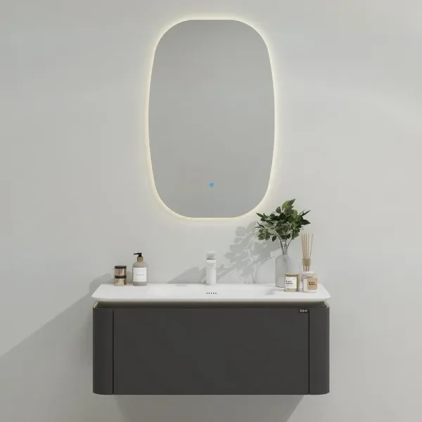 Тумба с раковиной Black&White Universe 935800 80 см серый