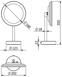 Зеркало косметическое Kludi Vela R 5899505F с 3-х кратным увеличением и LED-подсветкой хром
