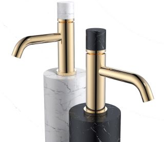 Смеситель для раковины Boheme Stick 121-G-MR-W золото/белый мрамор Смеситель для раковины Boheme Stick 121-G-MR-W золото/белый мрамор