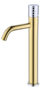 Смеситель для накладной раковины Boheme Stick Gold diamond золото/хром 122-GCR