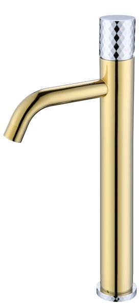 Смеситель для накладной раковины Boheme Stick Gold diamond золото/хром 122-GCR