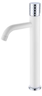 Смеситель для накладной раковины Boheme Stick White diamond белый/хром 122-WCR Смеситель для накладной раковины Boheme Stick White diamond белый/хром 122-WCR