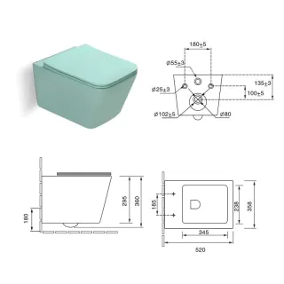 Унитаз подвесной SantiLine SL-5007LG светло-зелёный матовый