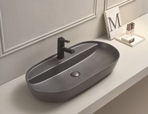Раковина CeramaLux 78325MDH серая 81.5 см