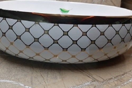 Раковина CeramaLux  262-20 бело-золотая 60 см