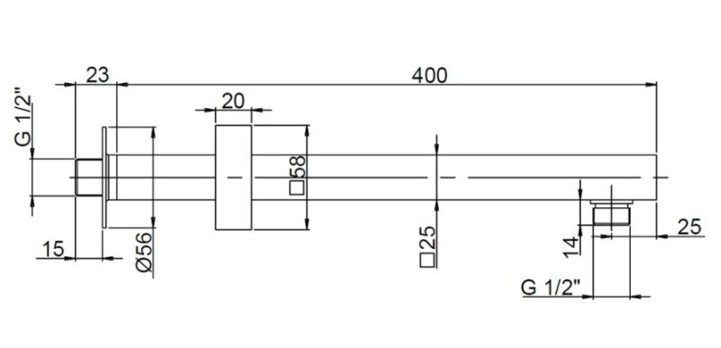 Кронштейн для верхнего душа Paini 50YO745TCT740BI 40см чёрный матовый