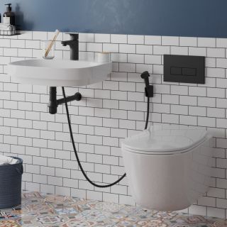 Смеситель для раковины Paini Viva Style P4YO205/574 с гигиеническим душем чёрный Смеситель для раковины Paini Viva Style P4YO205/574 с гигиеническим душем чёрный