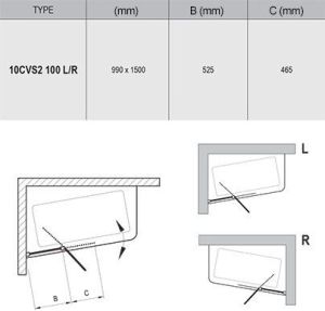 Шторка на ванну Ravak 10° 10CVS2-100 L 7QLA0C03Z1 Transparent профиль хром левый