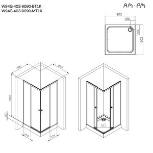 Душевой уголок Am.Pm X-joy W94G-403-9090-МТ1К 90x90 см без поддона хром матовый