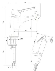 Смеситель для раковины Paini Messina MECR205/574 с гигиеническим душем хром