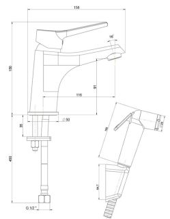 Смеситель для раковины Paini Messina MECR205/574 с гигиеническим душем хром Смеситель для раковины Paini Messina MECR205/574 с гигиеническим душем хром