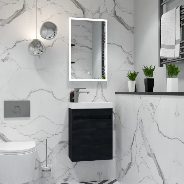 Тумба под раковину ArtMax Family Family-M-500-1D-SO-HC 50 см угольный камень