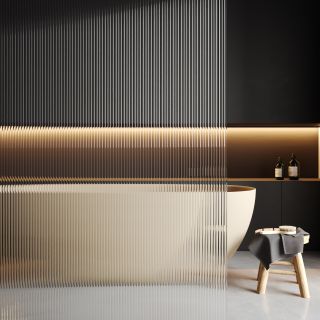 Душевая перегородка WasserKRAFT Rur 30W39PG-FL 90 см профиль золото стекло рифлёное