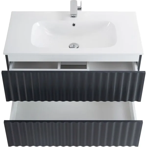 Тумба под раковину ArtMax Elegant AM-ELEGANT-900-2C-SO-GM-LED 90 см серый матовый