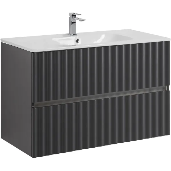 Тумба под раковину ArtMax Elegant AM-ELEGANT-900-2C-SO-GM-LED 90 см серый матовый