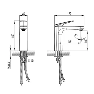 Смеситель для раковины AQUAme Imola AQM6710MB чёрный матовый