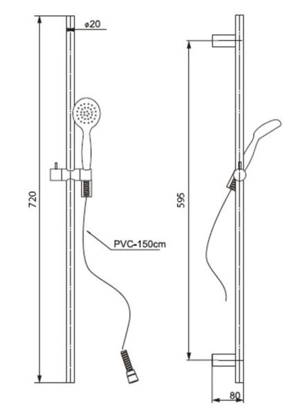 Душевой гарнитур Paini Bergamo R BRCR121L7R 70см хром