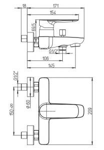 Смеситель для ванны Paini Nove 09CR111LMKM хром