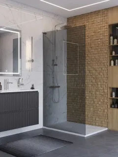 Душевая перегородка BelBagno Uno UNO-L-1-TB-110-GR-Cr 110 см профиль хром стекло графит