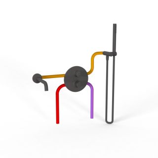 Душевой комплект Paini Cox 78PZSET26911THBATH с термостатом чёрный матовый