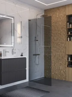 Душевая перегородка BelBagno Uno UNO-L-1-TB-80-GR-Cr 80 см профиль хром стекло графит