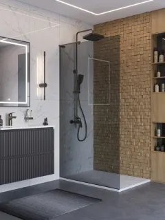 Душевая перегородка BelBagno Uno UNO-L-1-TB-110-GR-GM 110 см профиль оружейная сталь стекло графит