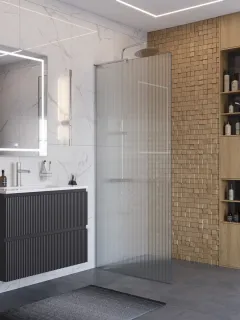 Душевая перегородка BelBagno Uno UNO-L-1-TB-90-FL-Cr 90 см профиль хром стекло рифлёное