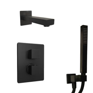 Душевой комплект Paini Grazia 21PZSET26911THBATH с термостатом чёрный матовый