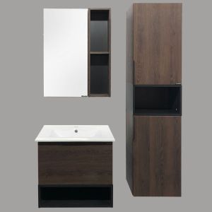 Comforty Тумба-умывальник "Франкфурт-60" дуб шоколадно-коричневый с раковиной Comforty 60E