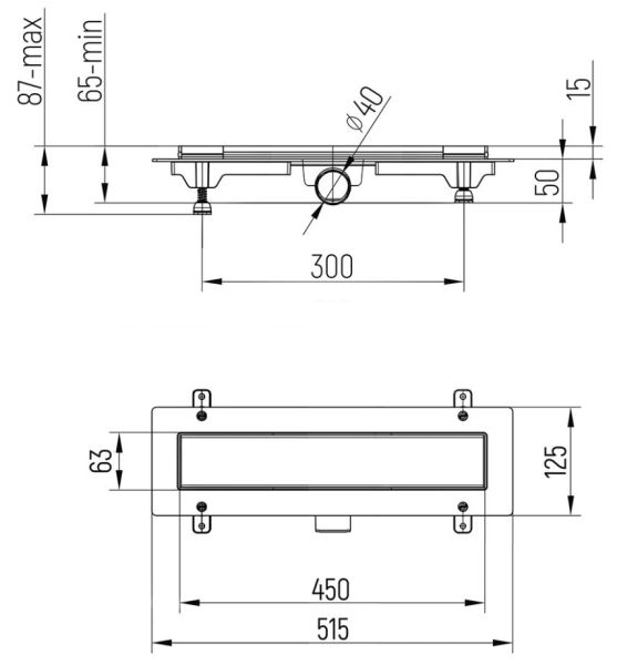 Душевой лоток Paini Line CH450L 45см хром глянец