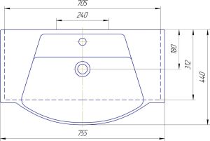 Мебельная раковина Kirovit Монро 75см белый 00000005620