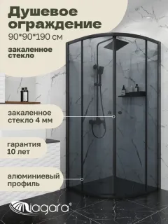 Душевой уголок Niagara Eco NG-1007-14T 90x90 см профиль чёрный стекло тонированное