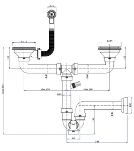 Сифон для мойки GranFest 12G14PB4-P2A  черн