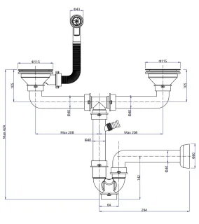 Сифон для мойки GranFest 12G14PB4-P2A  черн Сифон для мойки GranFest 12G14PB4-P2A  черн