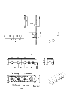 Душевая система Boheme FUSION с ручным душем GUN METAL оружейная сталь