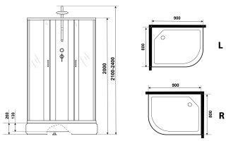 Душевая кабина Niagara NG-33984-14LBKT 90x80см серебро/матовое