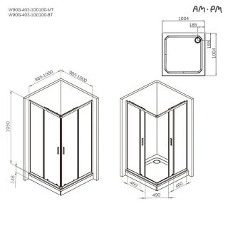 Душевой уголок Am.Pm Gem W90G-403-100100-MT 100x100 см без поддона хром матовый