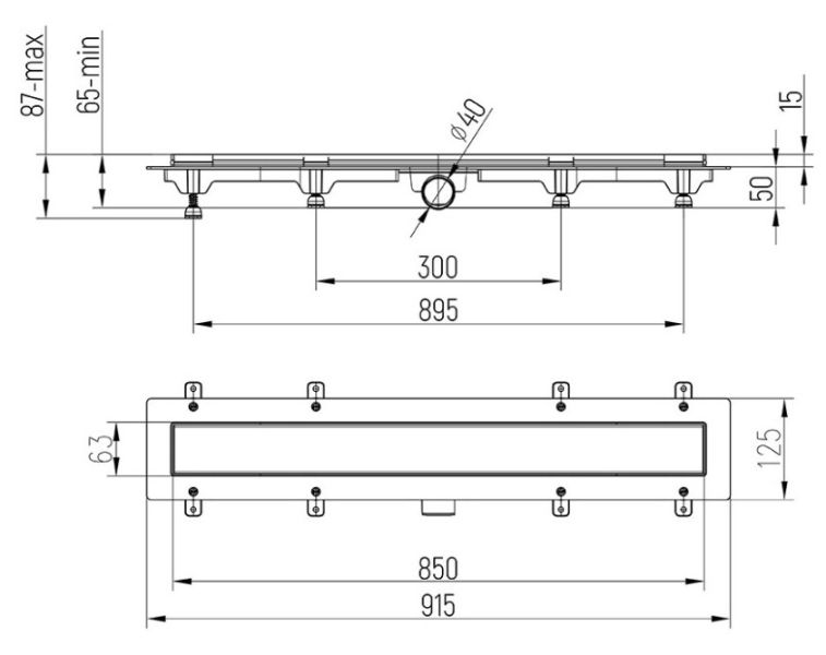 Душевой лоток Paini Line CH850LN с рамкой 85см хром глянец