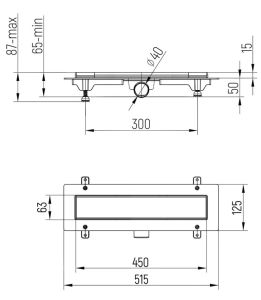 Душевой лоток Paini Line CH450LC 45см чёрный матовый