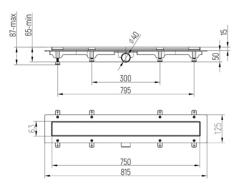 Душевой лоток Paini Line CH750LN с рамкой 75см хром глянец