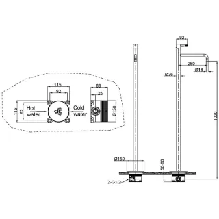 Напольный смеситель для раковины Boheme Uno 107-MW белый матовый Напольный смеситель для раковины Boheme Uno 107-MW белый матовый