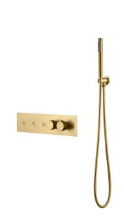Душевая система Boheme FUSION TERMO с ручным душем MATT GOLD термостат матовое золото