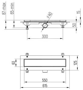 Душевой лоток Paini Line CH550LN с рамкой 55см хром глянец