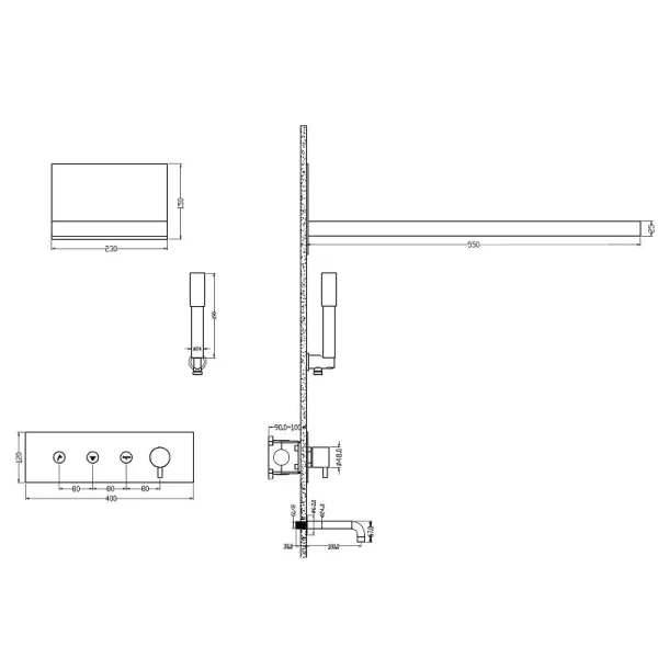 Душевой комплект Boheme Fusion 130-2-MW белый матовый