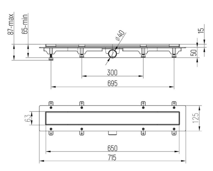 Душевой лоток Paini Line CH650L 65см хром глянец