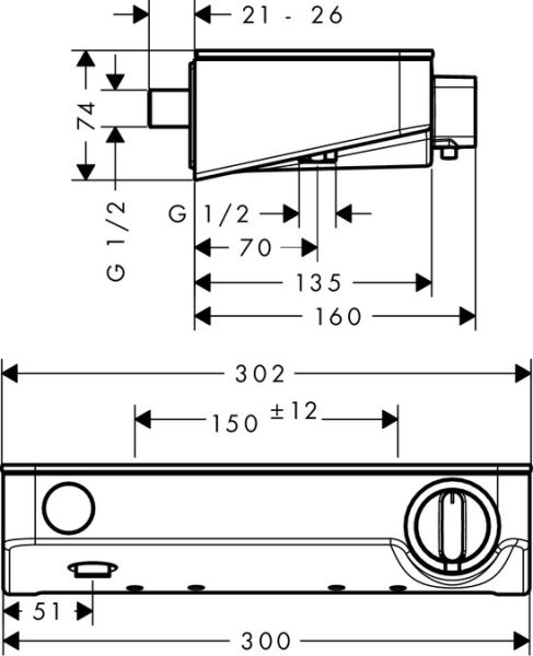 Смеситель Hansgrohe Ecostat Select 13171400 для душа с термостатом