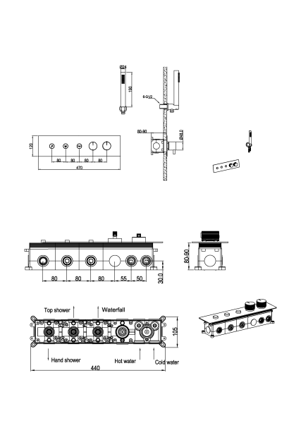 Встраиваемый смеситель для душа Boheme Fusion  Termo 131-SYS-CB с термостатом брашированная медь