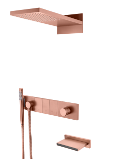 Душевой комплект Boheme  с изливом ZODIAC, трехпозиционная Copper Brushed 132-2-CB брашированная медь