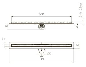 Душевой лоток Paini Slim Line CH700SLC 70см чёрный матовый